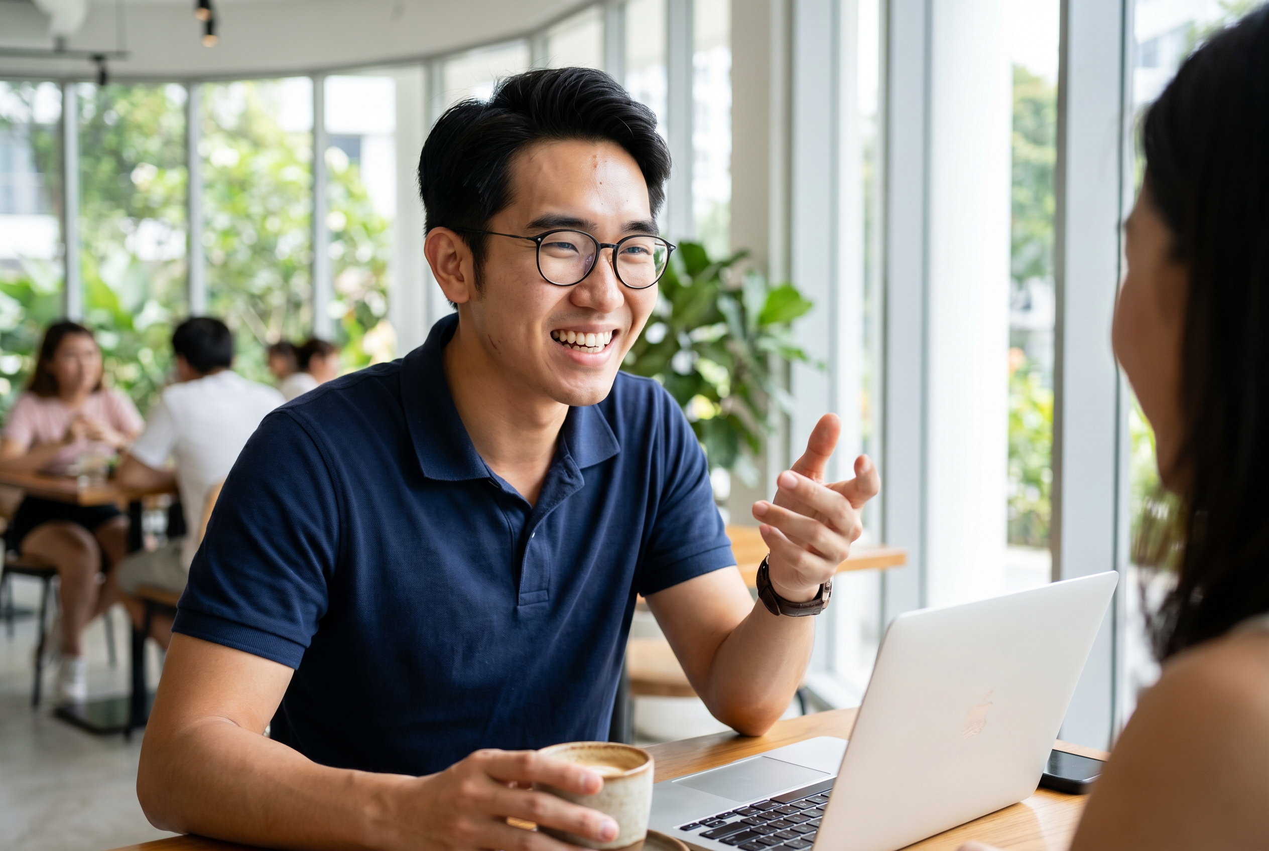 Wei Tan in client meeting