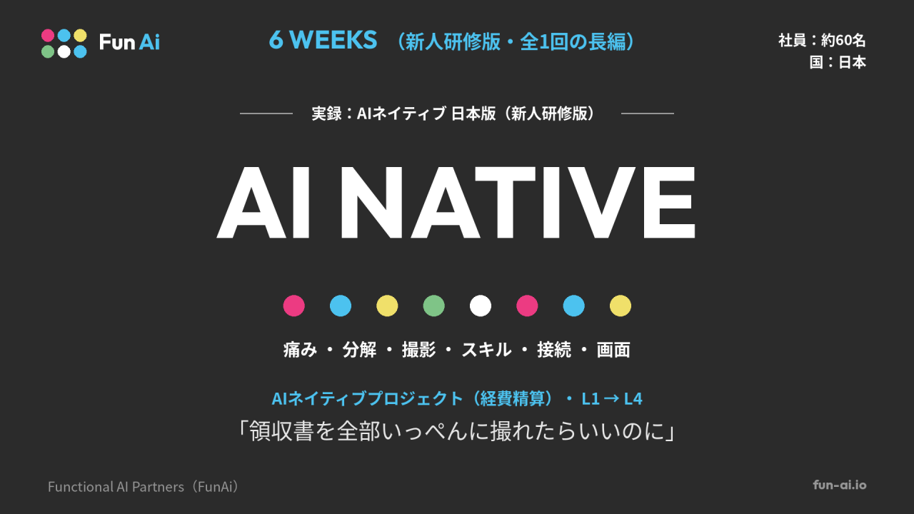 Vol.069 — 【実録】AIネイティブ 日本版(新人研修版)「領収書を全部いっぺんに撮れたらいいのに」から始まった、6週間。